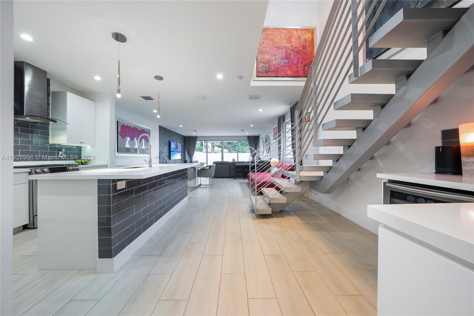 View from the foyer/entrance area open floor plan, volume ceilings, LED Lighting, smart home
