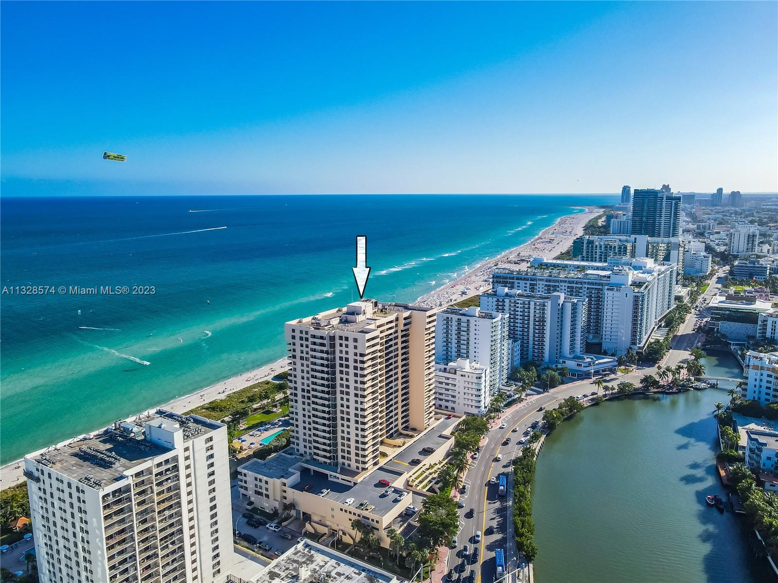 Ocean Front Unit Centrally located on the 7th floor. Completely Updated, very luxurious. South Beach population visible from this beautiful aerial shot. 90 days min rentals, allowed in this building schedule your showing today! Rentals rates $3,700.00 +