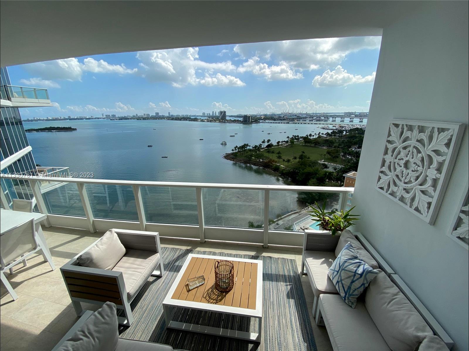 Amazing views from every room in true 3/3 condo with 2 parking spaces at Edgewater’s most admired & established luxury condo, Paramount Bay w/interiors by Lenny Kravitz. Unmatched for its proximity to Margaret Pace Park; amenities & staff; 8 ft deep balconies; 10 ft high ceilings; & South Beach focused views that span Biscayne Bay & Atlantic Ocean. 03 line features a generous sized primary suite & main room w/the most spacious kitchen, dining area, & family room of any 3/3 at Paramount Bay.  Kitchen has large island with Wolf & Subzero.  Balcony has minimal winds & amazing views. Separate laundry, and tons of closets. Amenities/park: cabanas, 2 pools, BBQs, kid’s room, offices, party room w/ full kitchen, spa, & fitness center.
Dog park, walking paths, tennis, basketball, & playground.