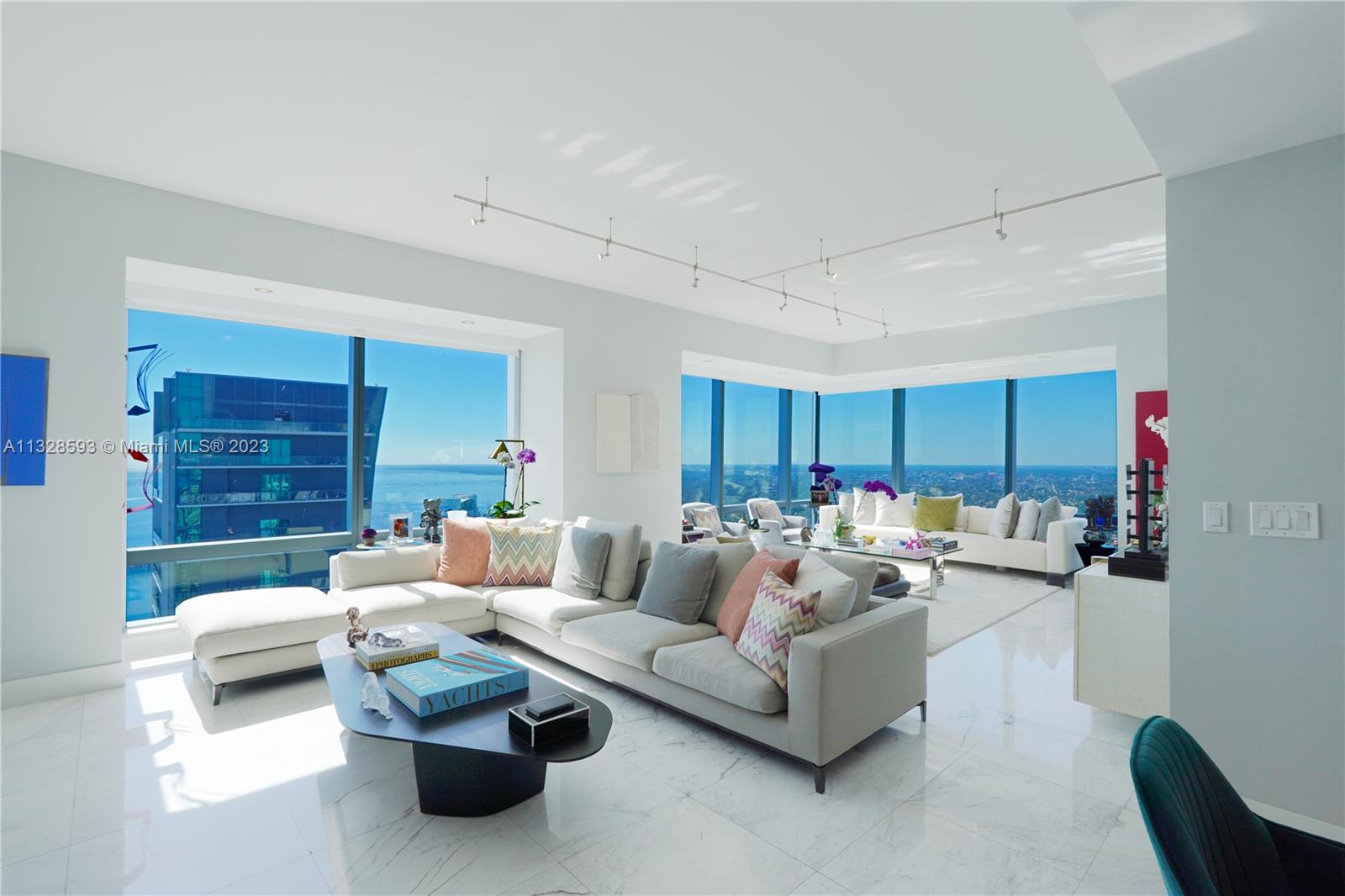Enjoy spectacular panoramic Biscayne Bay & Brickell Skyline views from the 59th floor at the prestigious Four Seasons Brickell. Designed by renowned architects, Handel Architects, this home in the sky features 2 spacious bedrooms, 2.5 bathrooms, a designer kitchen with stainless steel appliances, wine cooler & office nook. Natural light floods the spacious living/family areas w/ floor to ceiling windows and offers incredible views. Bedrooms feature walk-in closets, en-suite baths & recessed lighting. Enjoy impeccable service & world class luxury lifestyle w/ amenities such as; 2 memberships to Equinox, resort pools, jacuzzi, Edge Steak & Bar, owner’s lounge, state-of-the-art fitness center, full-service spa & room service. Use Showing Assist & see brk remarks! Leased until May 15th 2023.