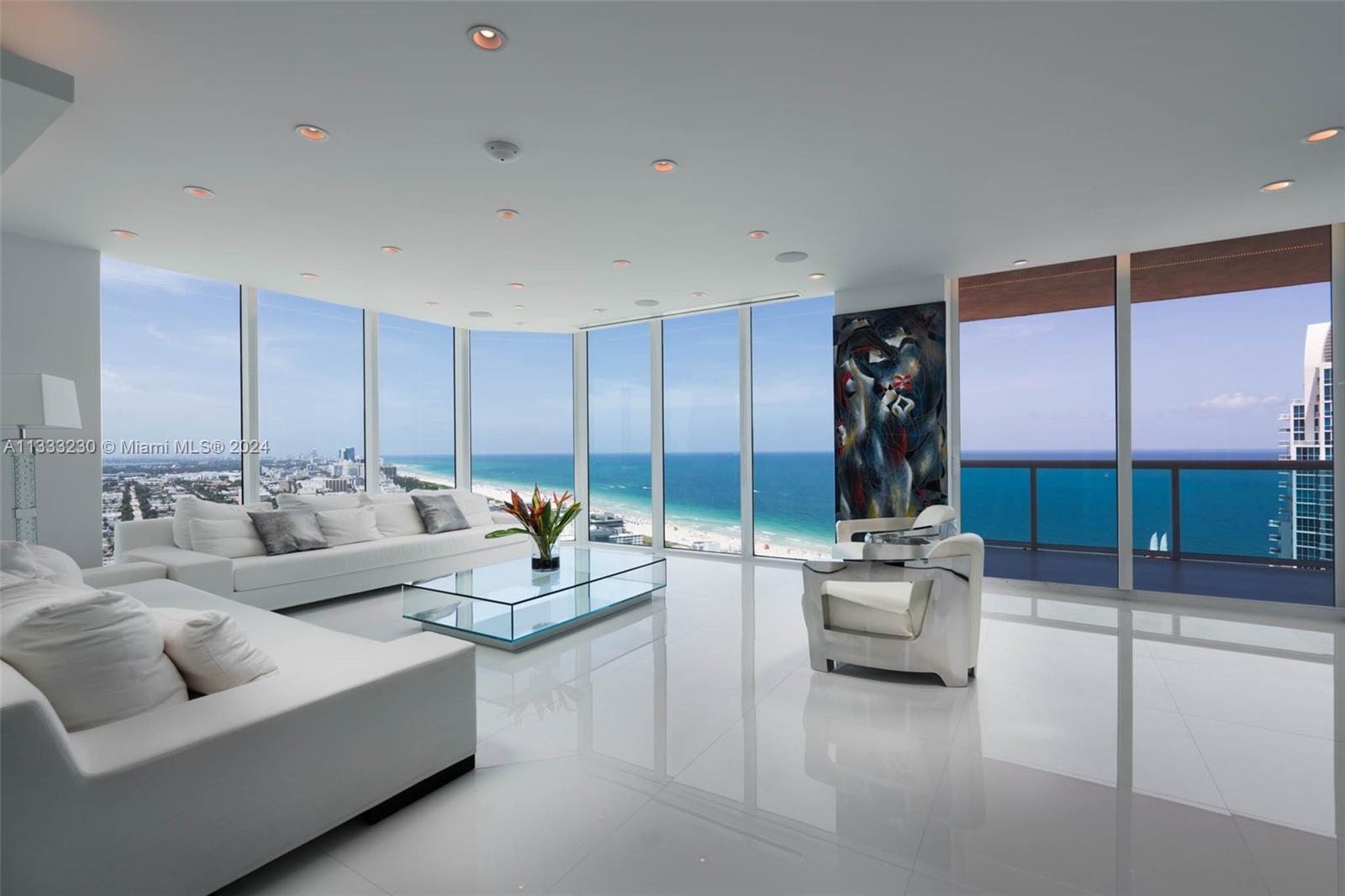 Large -Over 4700 sq ft.  Rare (double) apartment with breathtaking panoramic views of beach, ocean, bay, Miami skyline and cruise ships, South Pointe Park.    Dual elevators open into private art gallery entrance.  Perfect for large family or entertaining guests.  2 large primary bedroom suites. (4BR).  storage plentiful. Renovated 2013. Enjoy South of Fifth lifestyle at its finest!