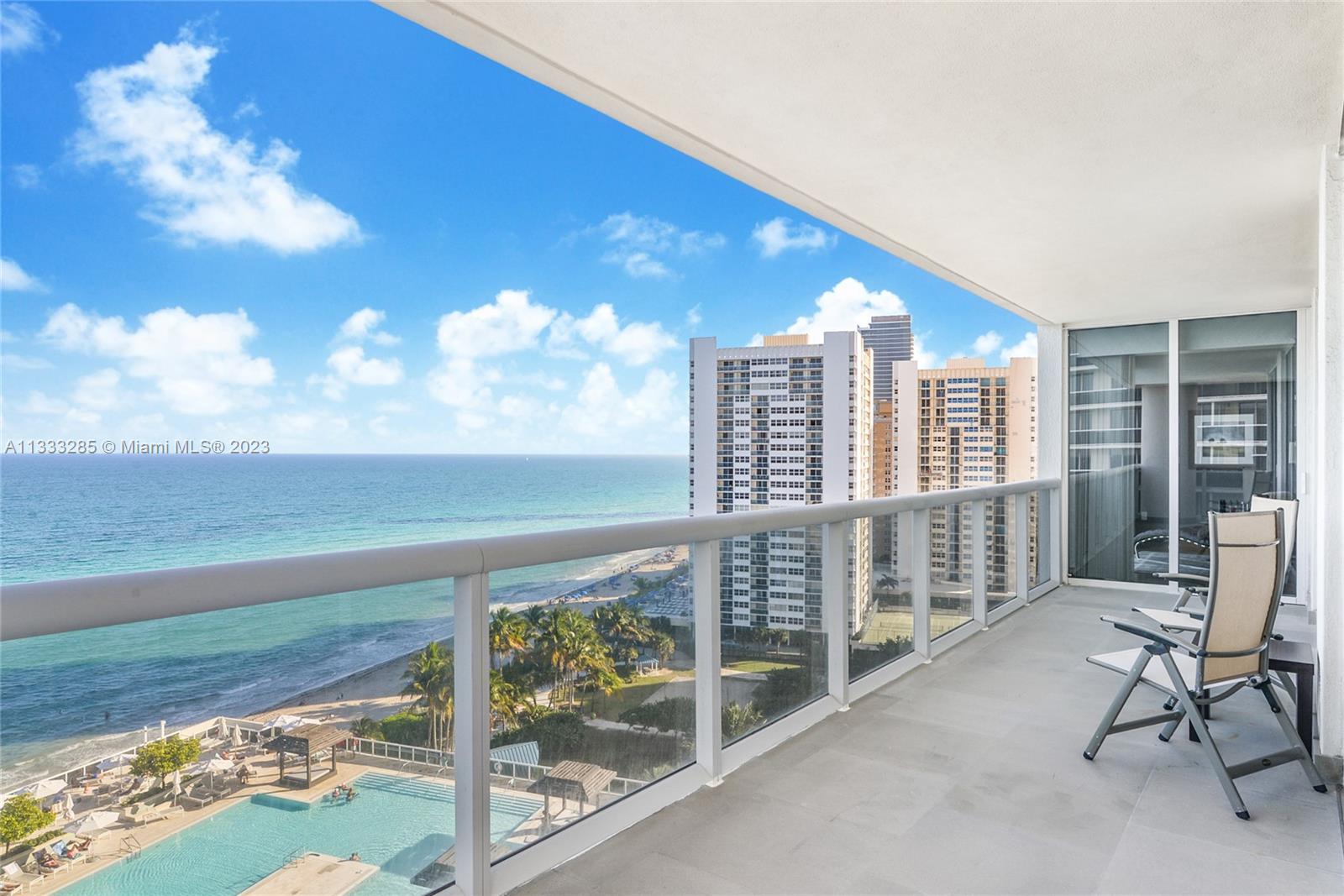 Large corner unit with direct Ocean views. Spacious 3 Bed / 3.5 Bath with oversized terrace, grey ceramic floors in the living areas and wood in the bedrooms. BEST Priced 3 Bedroom in the Building. 24 Hour security and front desk, state of the art gym and spa, pool and beach service, restaurant in pool area, etc.