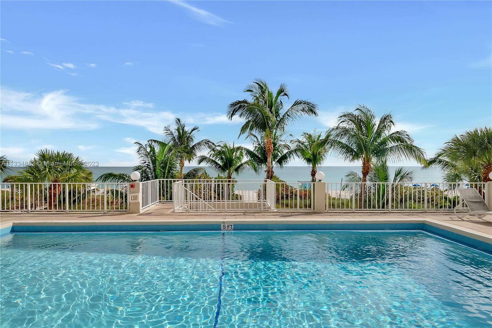 Pool with beach view