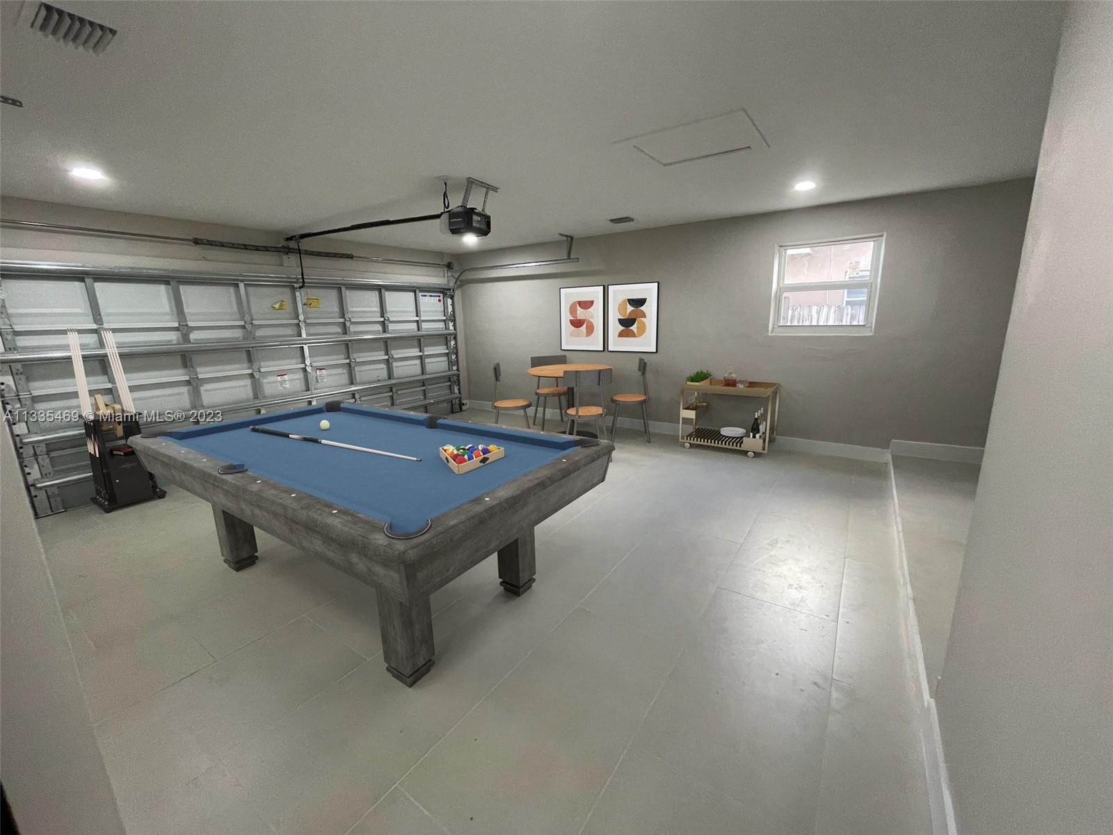 Garaged staged as Game room
Virtualed staged