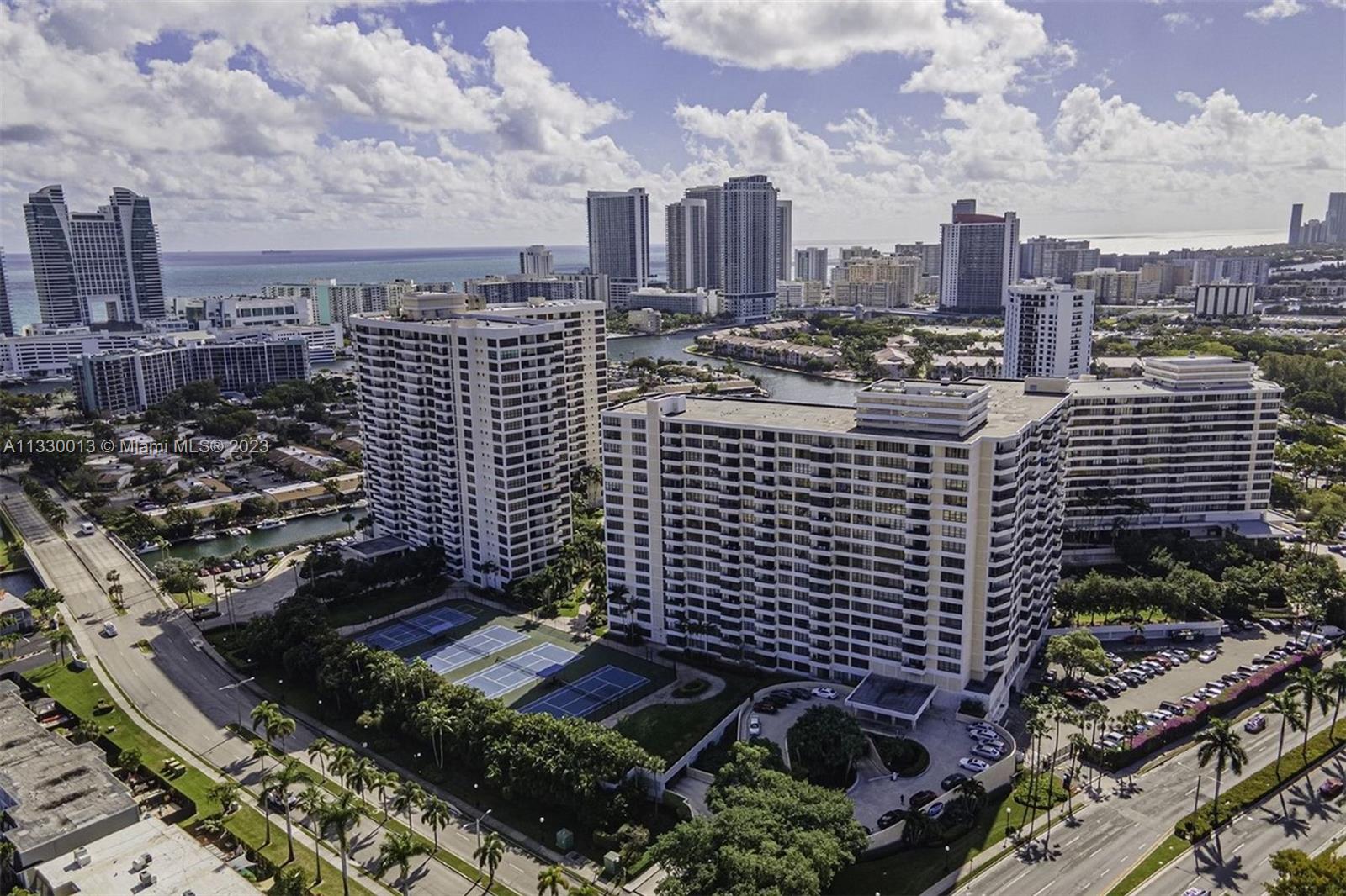 This is an aerial view of the complex.