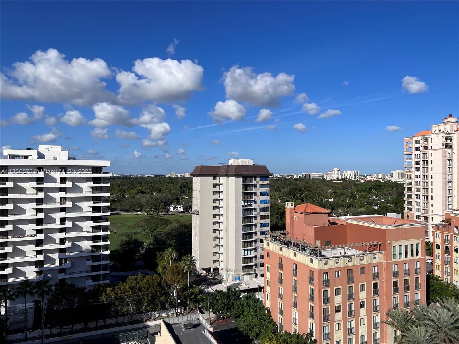 Beautiful fully furnished PH studio with balcony and spectacular view of Gables skyline, Granada Golf course. 1 assigned parking space. Electricity, water/sewer, basic cable, hot water, A/C are all included. The David William Condo has a great location, close to Downtown Coral Gables' shops, restaurants & University of Miami.  For showings see broker remarks. 24-hour notice text only.