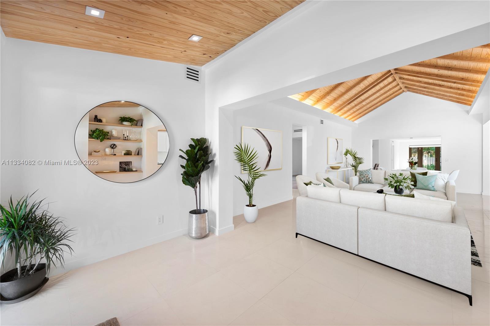 Gorgeous marble floors, and ceilings in natural wood!