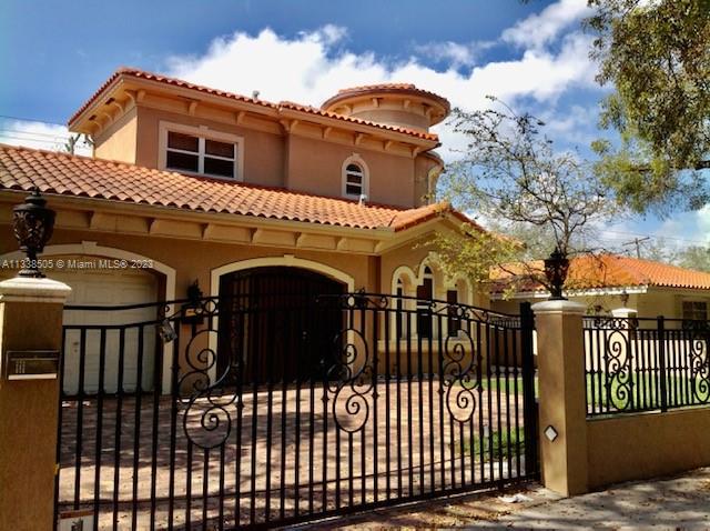 This 2,448-SF gated Executive home was built in 2011 and is conveniently located two minutes from the Shops at Merrick Park and the Cocoplum Circle, 5 minutes from Miracle Mile, 5 minutes from the newest hotspot CocoWalk, and 10 minutes from Miami International Airport. Three bedrooms and two full bathrooms upstairs plus one bedroom and one full bathroom downstairs. Downstairs bedroom is well suited to be used as a home office as well. Grand circular tower entrance with soaring ceilings open to second floor. This home has impact doors and windows, crown moldings, coffered ceilings, and marble floors. Kitchen has Kitchen Aid and JennAire appliances. Additional gated breezeway patio for privacy and security. Wired for PoE cameras. There is no pool.