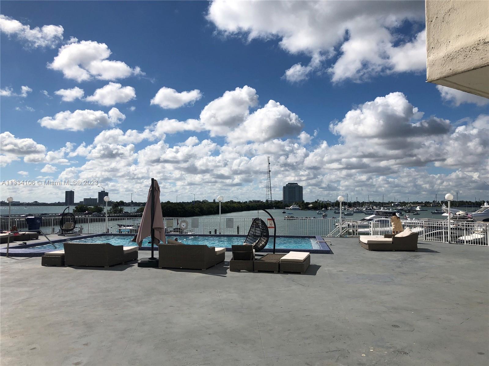 pool deck overlooking Biscayne bay