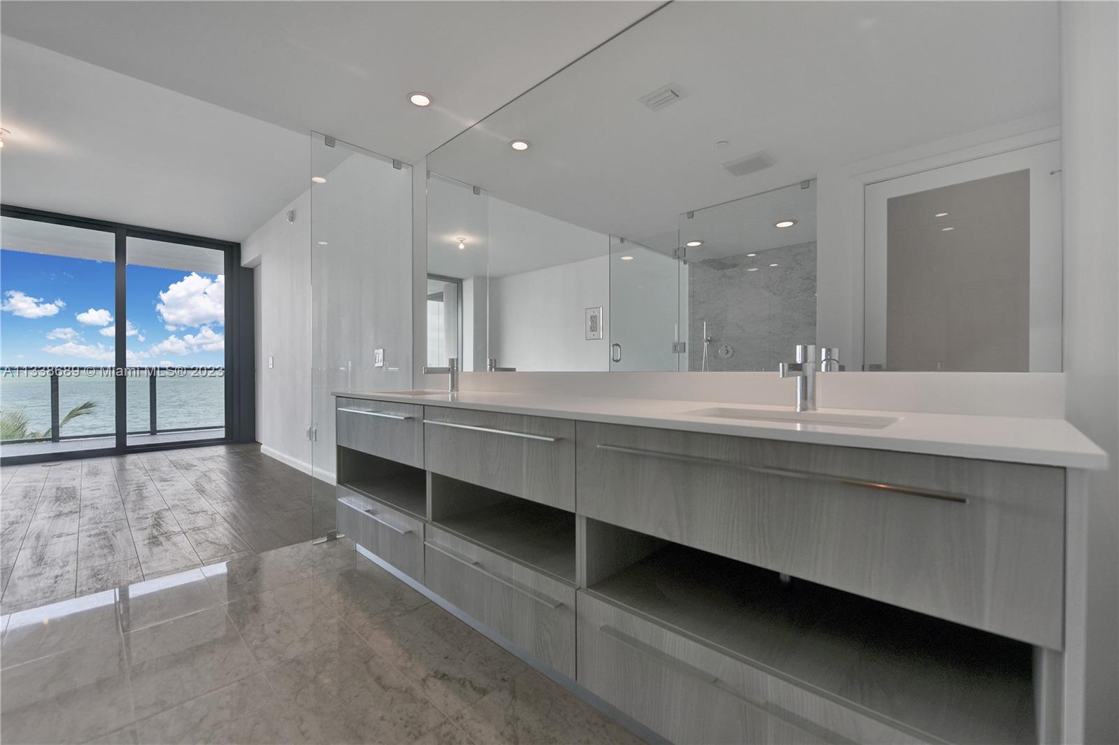 Master Bath has dual sinks.