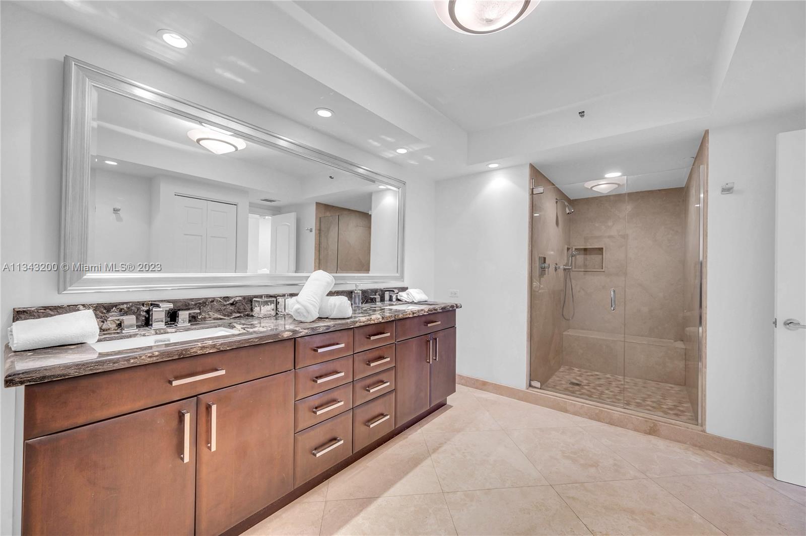 Spacious master bathroom with double sink