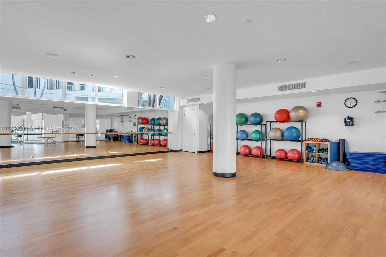 Separate exercise room for classes and trainers adjacent to gym.
