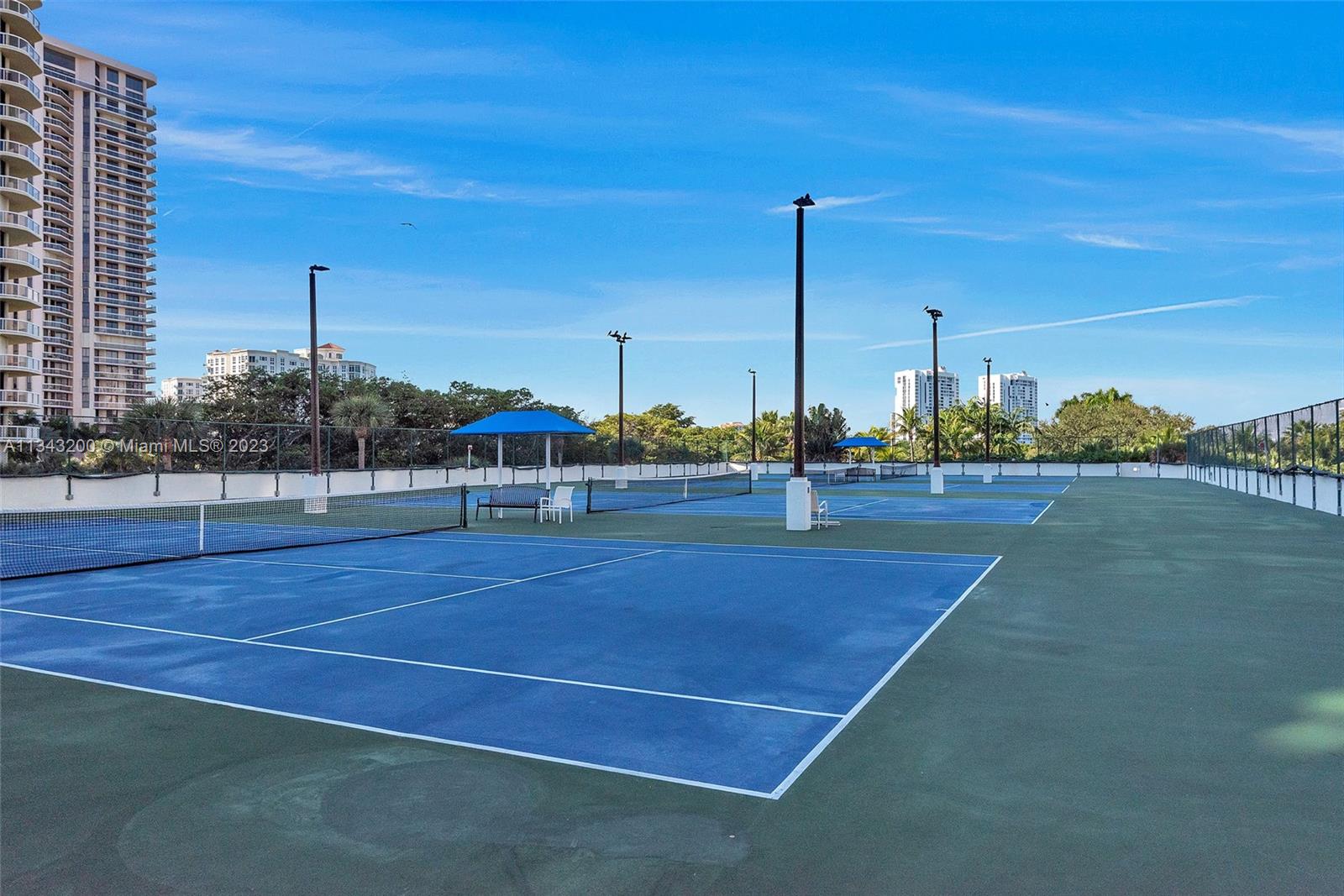 Three recently resurfaced tennis courts