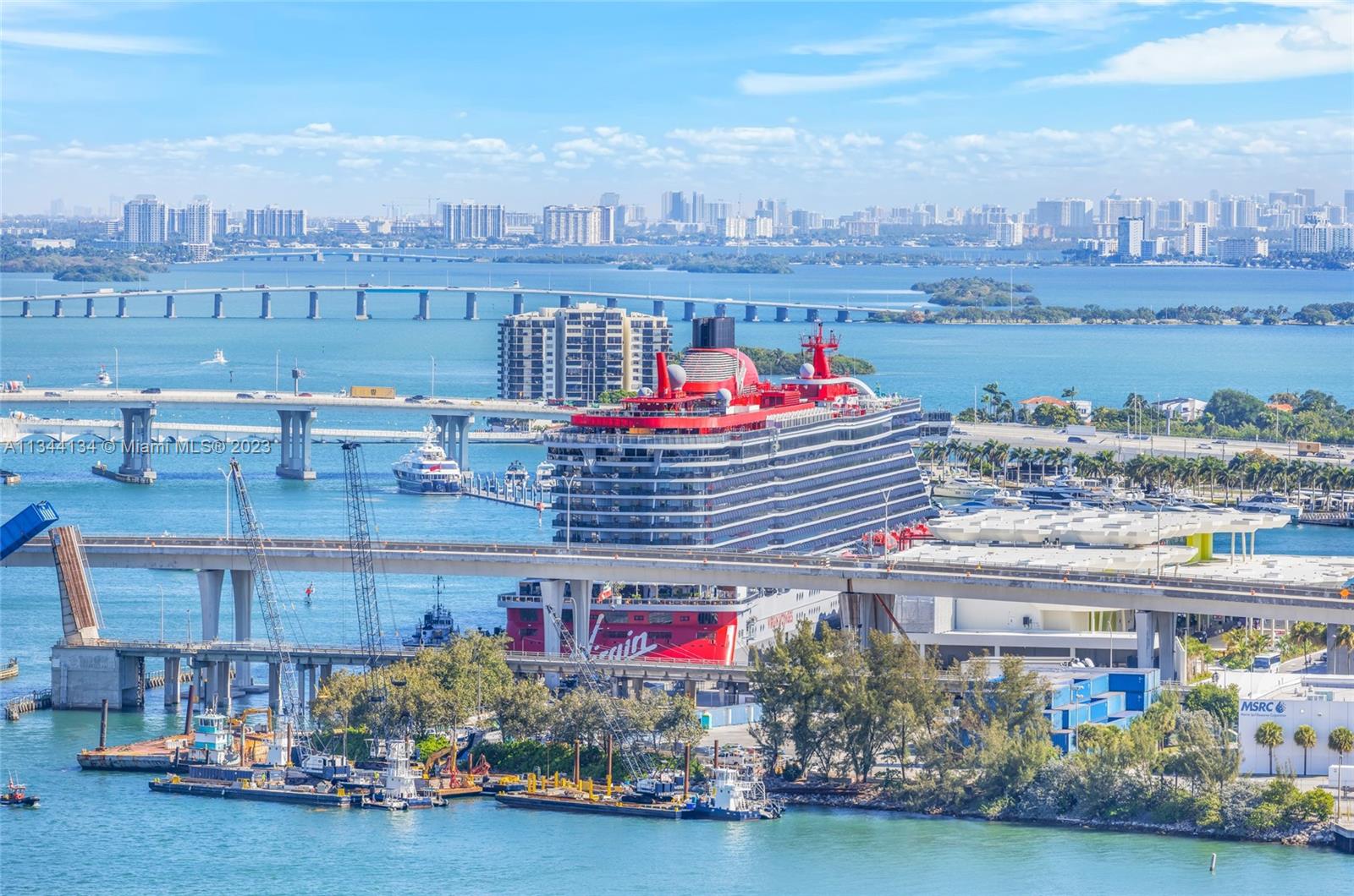 Port of Miami with cruise lines.