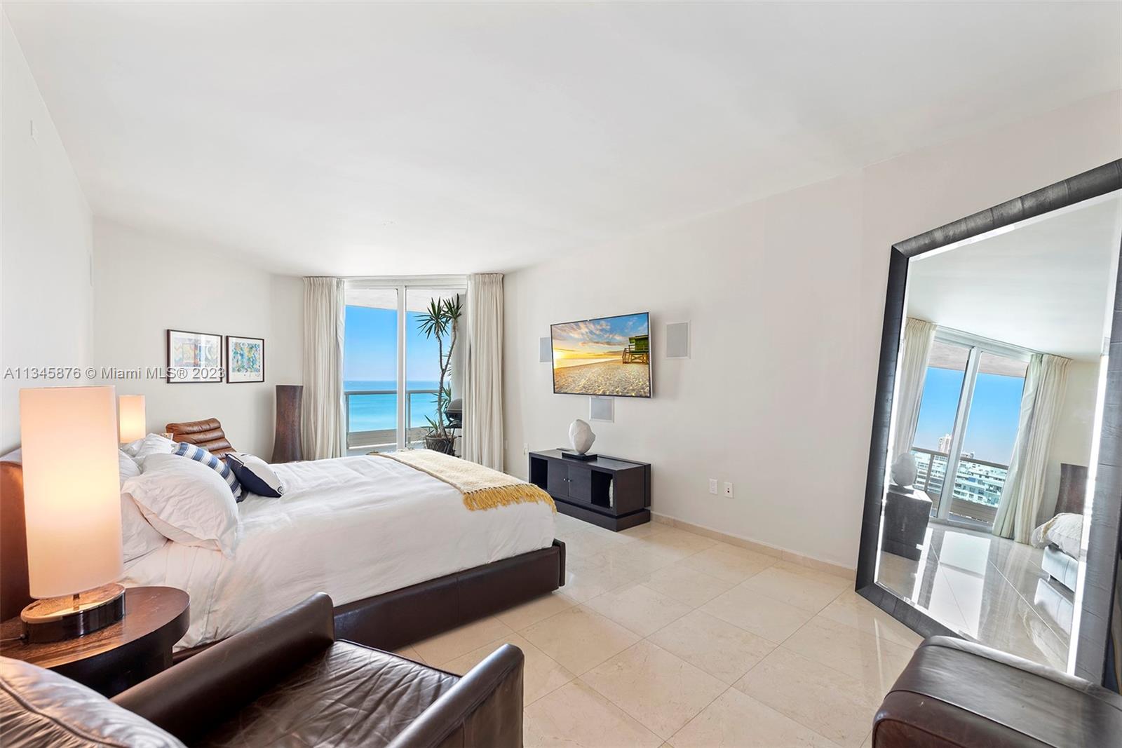 Ocean view as one enters the ample  principal bedroom