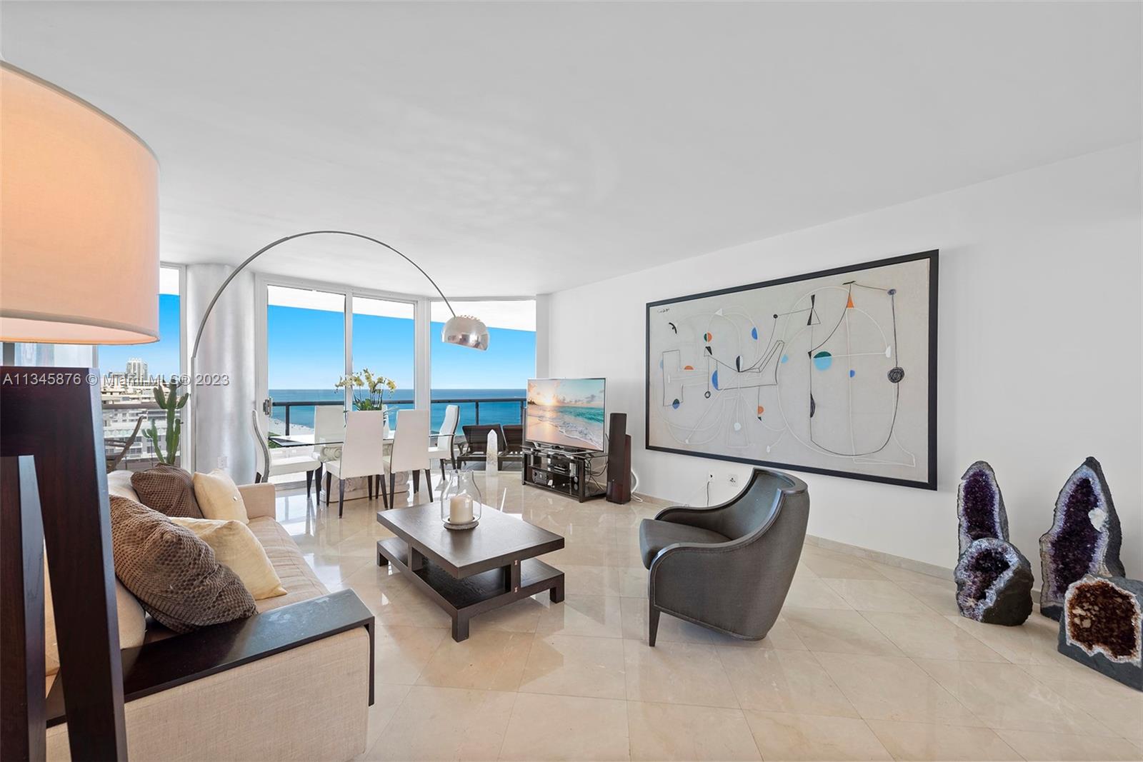 Enter the living area and admire the ocean view