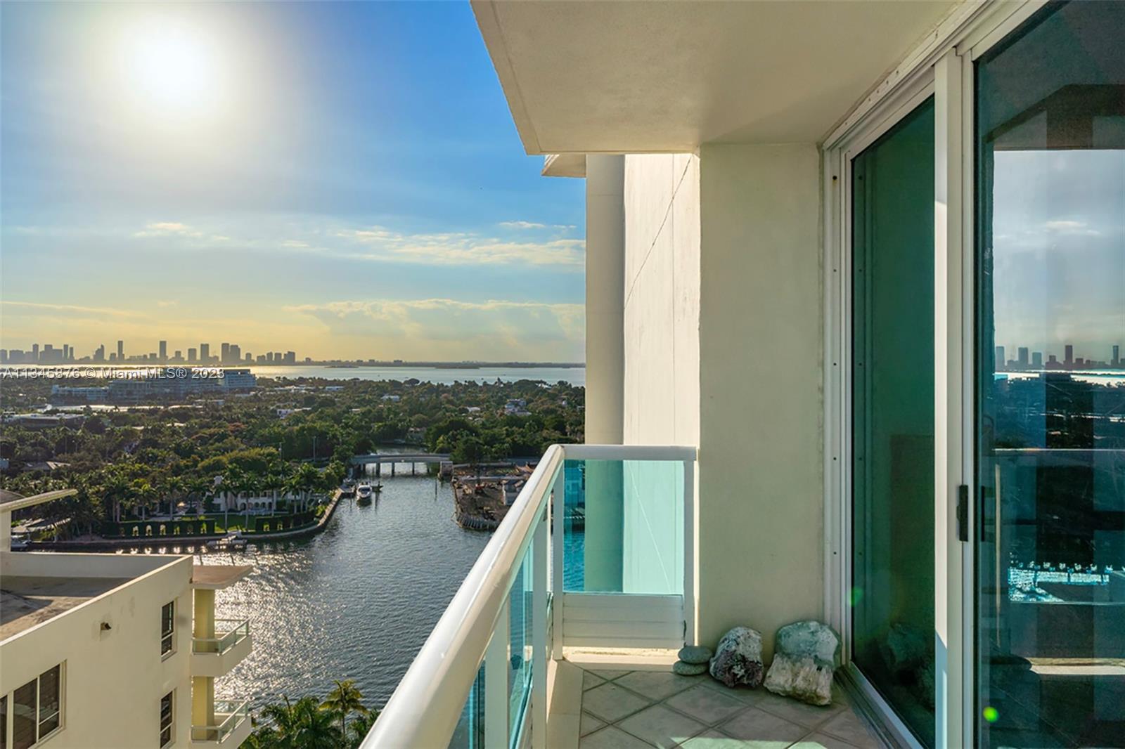 South balcony from den with Bay and downtown Miami skyline