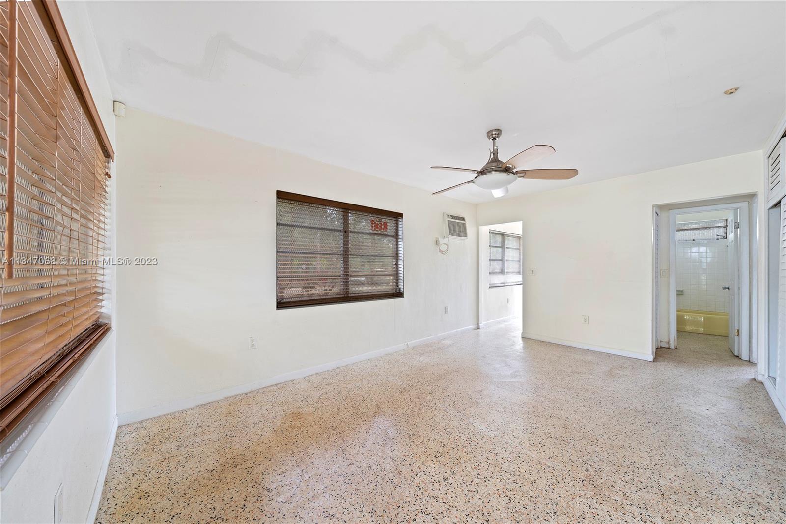 Terrazzo or tiled floors.