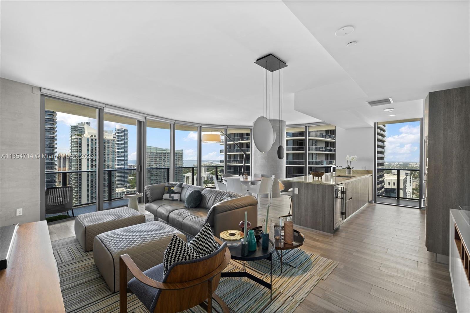 Corner Residence at the New SLS Lux in Brickell. Offered Turnkey, including all furniture & accessories. A private elevator opens to this 3B/4B + Den unit offering spacious open living areas w/floor to-ceiling windows that lead to a wrap-around balcony to enjoy fantastic city views & partial bay views. Unique custom paint throughout & wholly furnished. Electronic Shades in all rooms. 1 Reserved Parking Space. 

The natural light offers dramatic sunrise-to-sunset views of Biscayne Bay & the city lights of the Brickell skyline. Each spacious bedroom features a relaxing en-suite bathroom with plenty of closet and storage space. 

World Class amenities; 2 resort pools, Fitness Center & Spa, Concierge Service, Billiard & Wine rooms, Tennis & Basketball. 

Tenant until May 31/2023