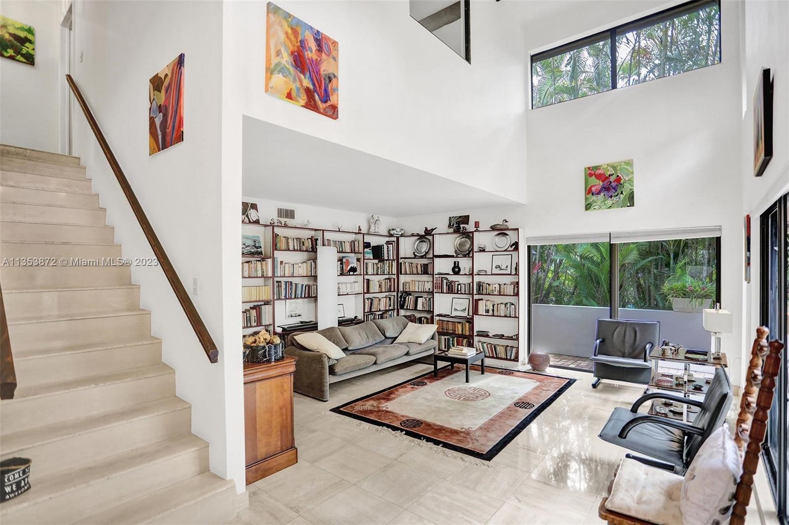 Marble Flooring, Family Room, Built-In Book shelves