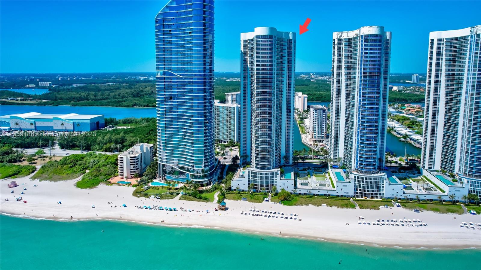 View from the ocean. Three Towers and Ritz Carlton condos