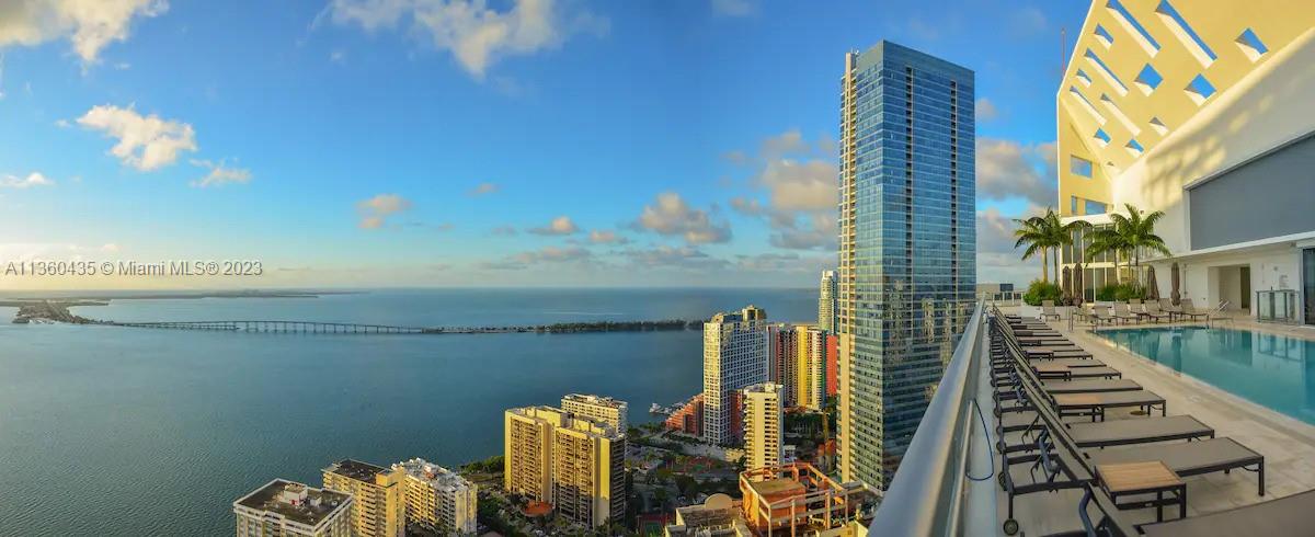 Brickell House at its Best!!! Investors can rent 12 times a year w/very low expenses. Floor to ceiling windows overlooking the bay and the amazing Miami skyline. Bright and spacious, tile floor throughout, huge balcony. Amenities include 24-hr concierge, 24-hr valet guest service, resort-style mezzanine with 50-foot lap pool & heated whirlpool, deluxe health spa, high-definition theater, fully equipped state-of-the-art fitness center, and an exclusive roof sky-deck with its own private pool, along with a children's playroom and several snazzy lounges. Walking distance to shops and restaurants in very the hart of Brickell. HOA includes basic cable TV, high-speed internet, and water. Hurry up, it won't last !!!
