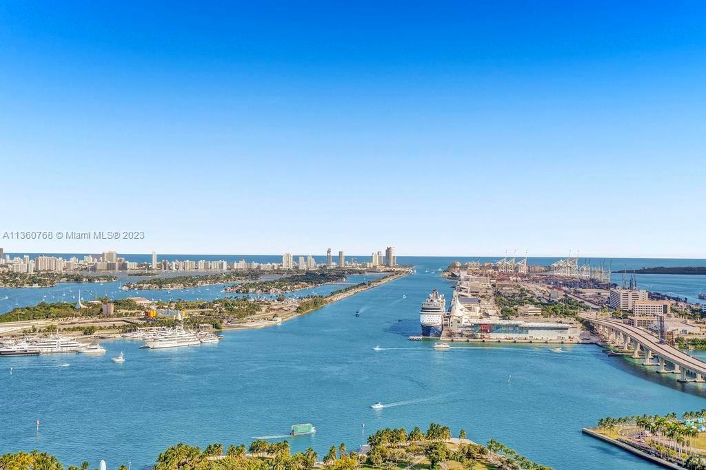 Best Line at Marquis -3 Bedrooms 2 1/2 bath Full European Kitchen, Finely furnished by Artefacto, spacious balcony. Foyer entry with private elevator, 1 assign park space Breathtaking views. Motorized shades w/blackout shades in bedrooms. Located in northeastern Downtown, on Biscayne Bay in front of the new Frost Science Museum, The Perez Art Museum and Bayside mall, 24 hours security and concierge, 2-story Spa and Fitness center 2 pools. Full-service condo/hotel with all amenities.