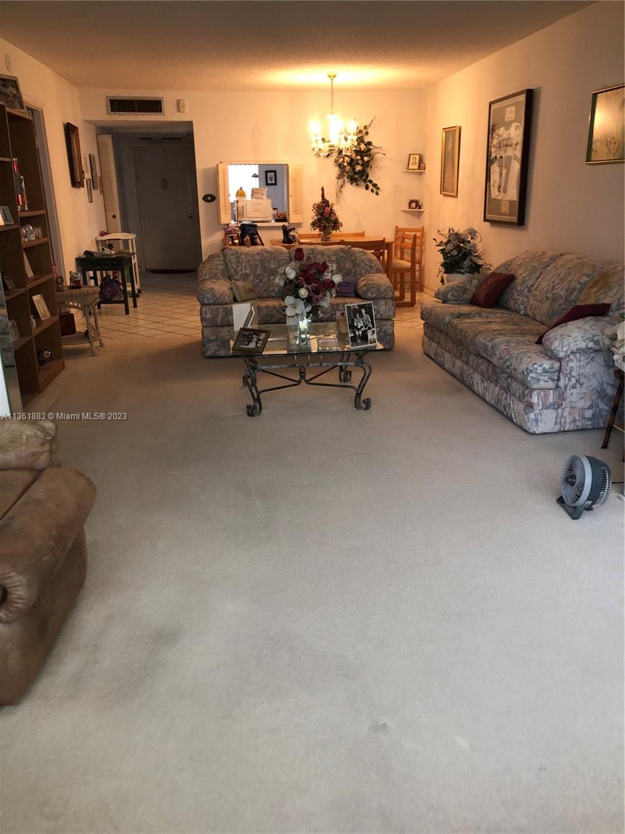 Looking toward living
room from extra area.