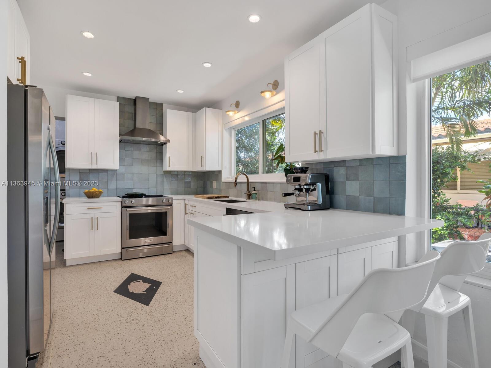 Updated Eat-in Kitchen with Original Terrazzo Teapot Floor Detail