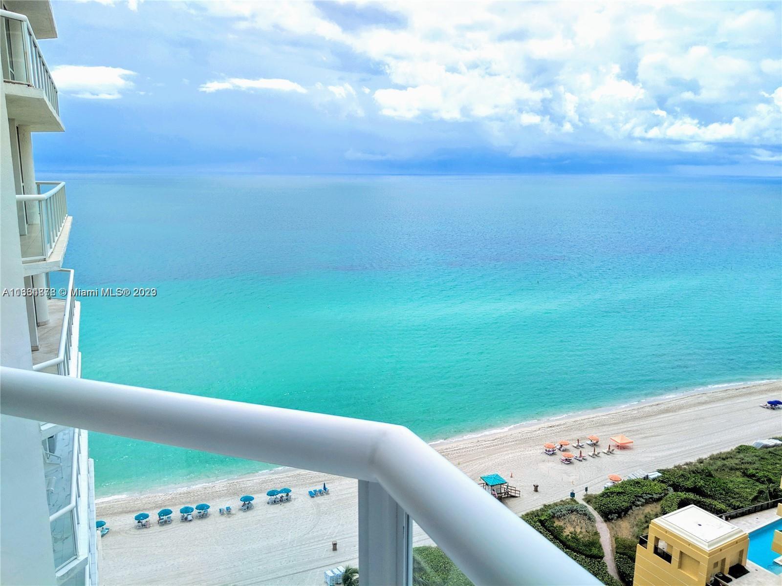 Stunning Fully Furnished 2 bed 2 bath apartment with Ocean and City Views on the Sand.  An ideal apartment on the beach with amazing beach club and spa, hair salon, tennis courts, racket ball , basketball, ocean view gym, pool, restaurant and bar.  Enjoy the best of Sunny Isles.  Available May 1st thru November 30th