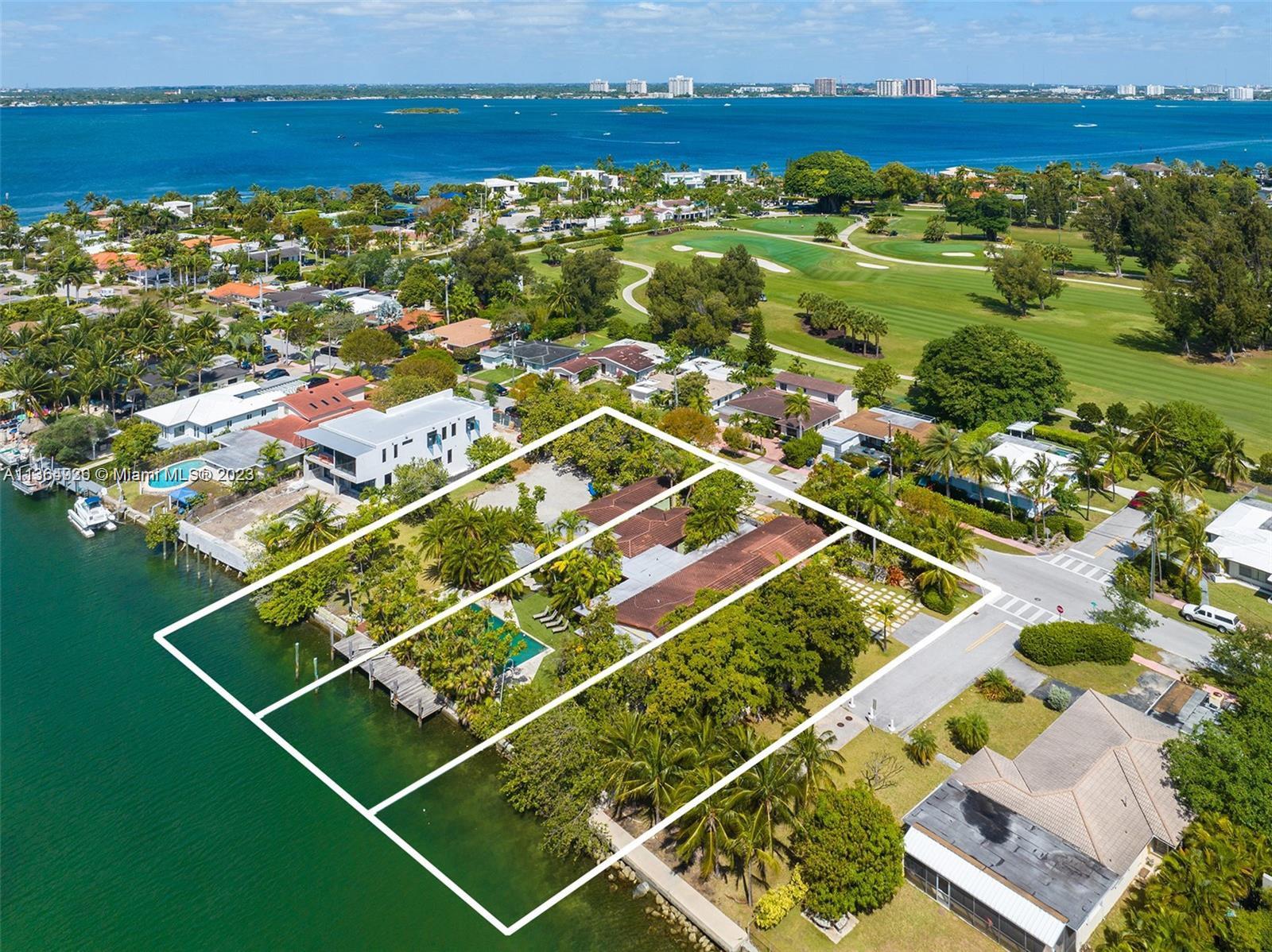 BACK ON THE MARKET! REPRICED TO SELL! DEVELOPERS WELCOME! This incredible waterfront property sits on a rare-find oversize 33,368 SQFT lot w/ 170FT of water frontage in the exclusive golf-gated community of Normandy Shores. Just 15’ from Bal Harbour, South Beach & Wynwood, one of the most desirable waterfront luxury living spots in Miami Beach offers golf, tennis courts, park and more. An amazing opportunity to build a state-of-the-art 16,000 SQFT Mansion, or subdivided land into 2 or 3 lots to build some incredible homes. Each 11,120 SFT lot could accommodate a 5,500 SQFT, 2 story residence, w/ 5bd/5ba, chef kitchen, family/media rooms, 2 car garage, private pool, secluded garden, summer kitchen & boat dock. LUXURY WATERFRONT LIVING AT ITS BEST.