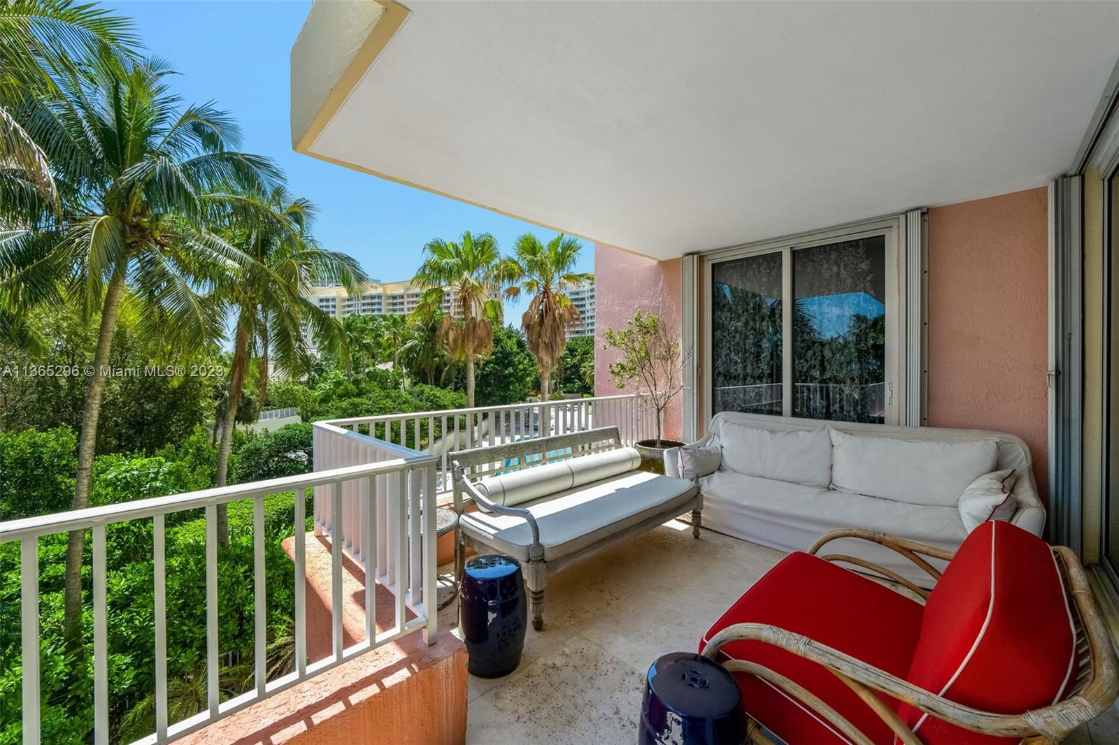 Spacious balcony off of the living room with some ocean views!