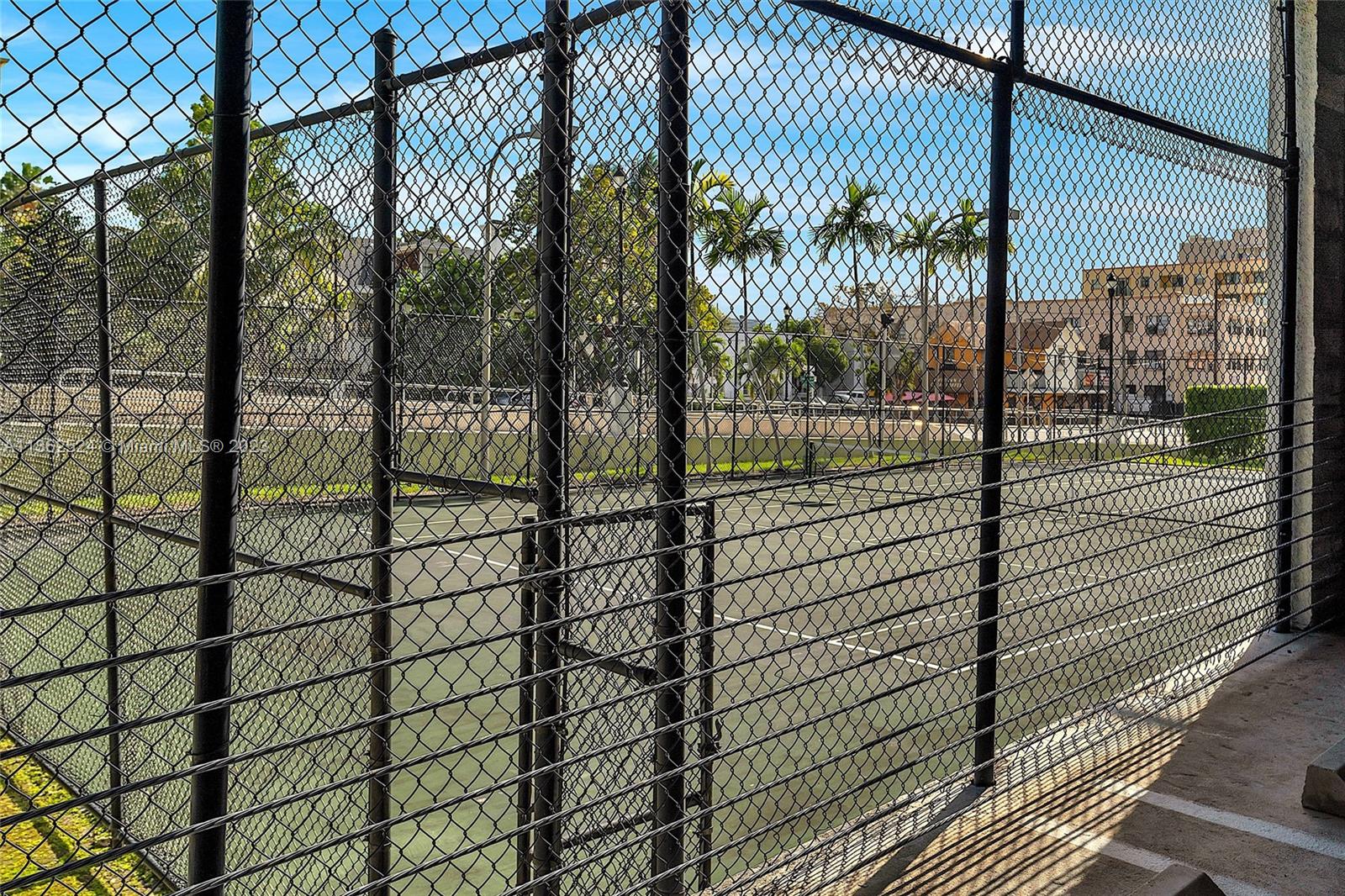 Tennis court at ground level