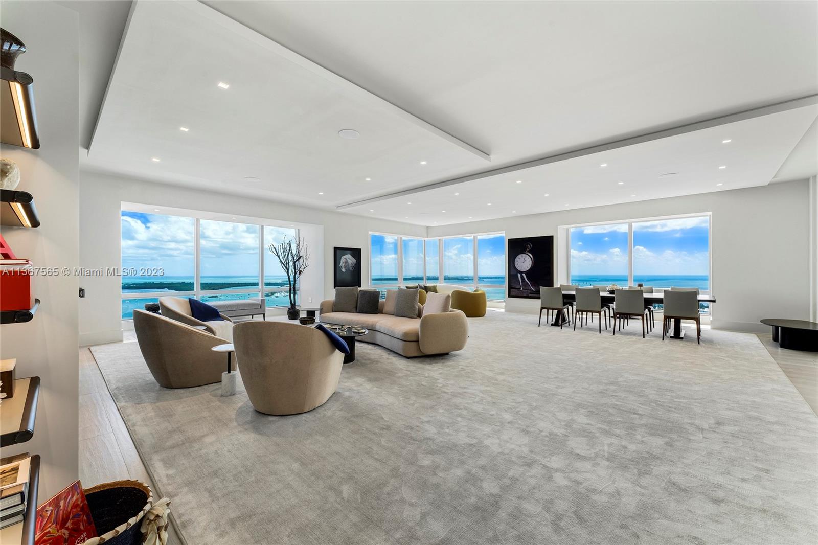 This spectacular newly renovated contemporary corner unit at the exclusive Four Seasons Miami offers 3BR/4+1BA &amp; 3,913 SF of beautifully proportioned interiors w/amazing unobstructed views far as the eye can see over Biscayne Bay, Miami Beach, Atlantic Ocean, Key Biscayne and city. Custom wall papers, millwork, cabinetry, porcelain oak tile floors, designer treatments. Spacious living &amp; dining floor plan surrounded by glass walls w/water views from every angle. Chef’s kitchen w/top-of the-line appliances, Stosa cabinetry, Opustone center island &amp; access to a terrace. Private principal suite offers custom walk-in closet, private terrace &amp; stunning bathroom w/exquisite marble &amp; sunken tub. The other two BRs are each meticulously designed w/en-suite baths. 5-star Four Seasons amenities.