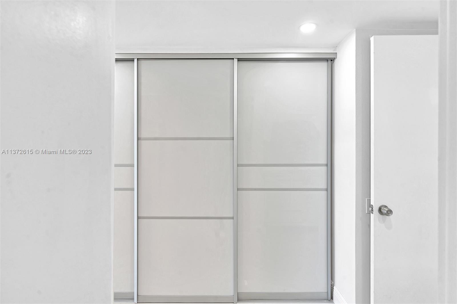One of the closets in the master bedroom