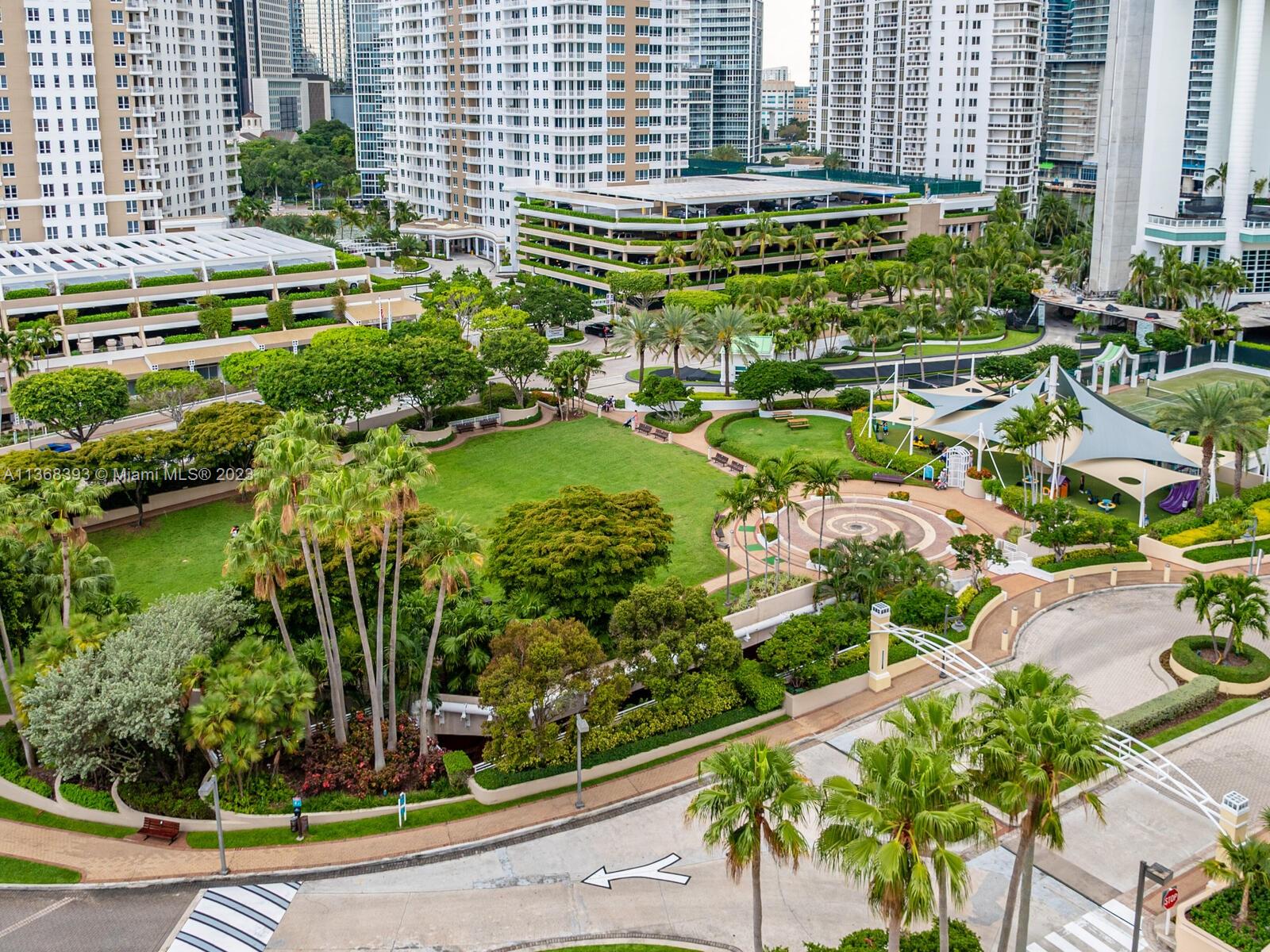 Aerial View of Brickell Key Park and Playground