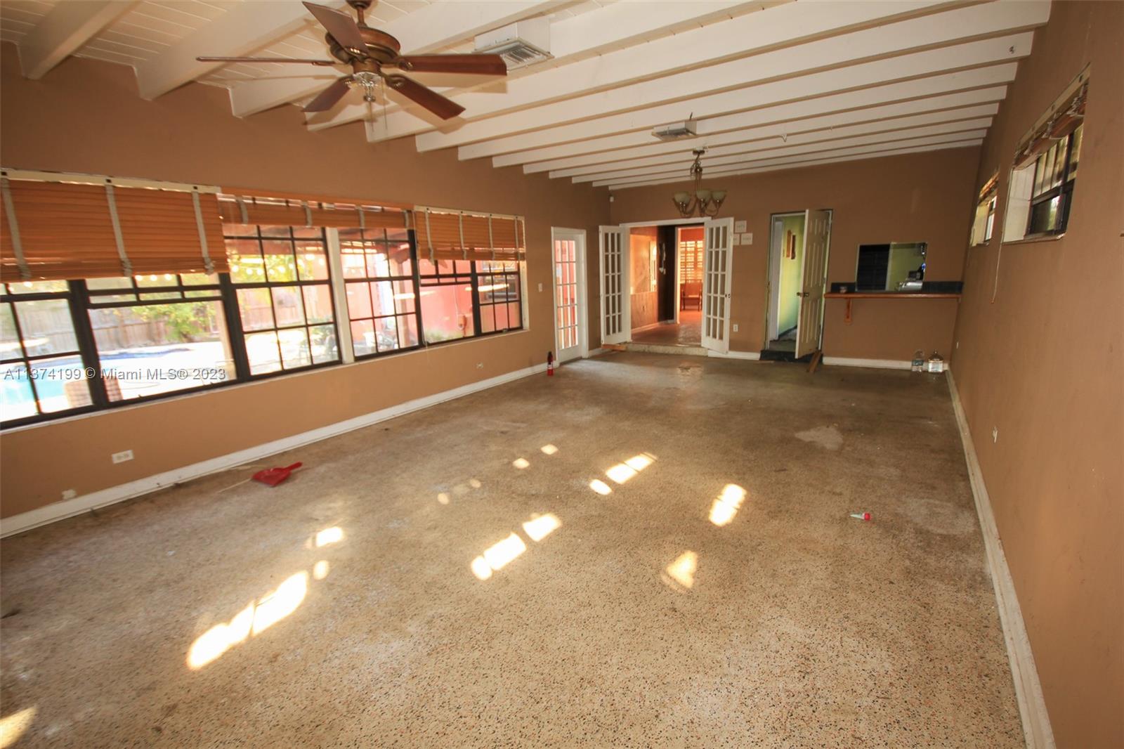 Large addition to be converted to Master Bedroom + Master Bathroom + Additional bathroom for visitors and people at the pool. Windows on the right will be converted to sliding doors giving access to the pool area.