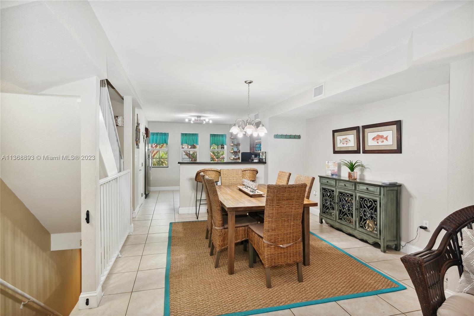 Open layout living and dining room.