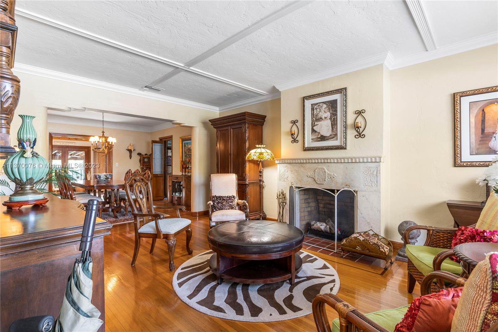 Living Room with fully functional fireplace.