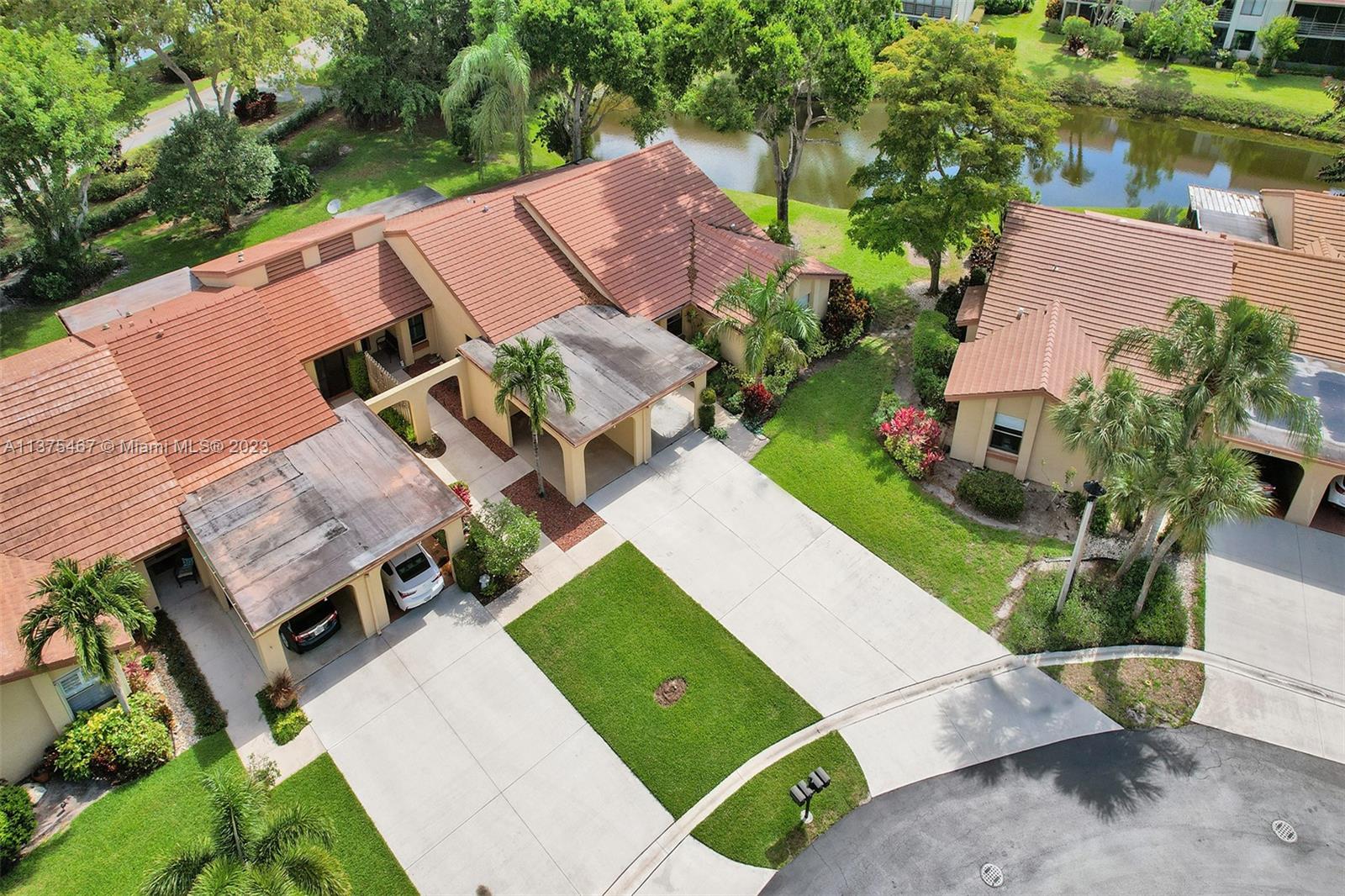 Aerial View-Unit #3 on the Left where Palm Tree is by the Carport