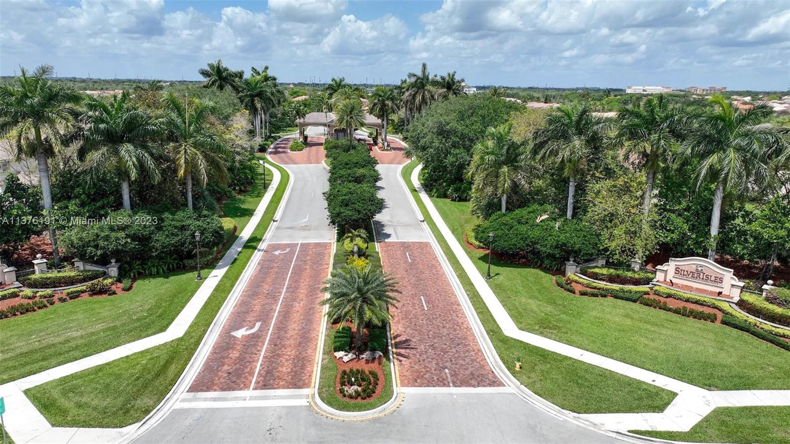 Grand gated entrance to community