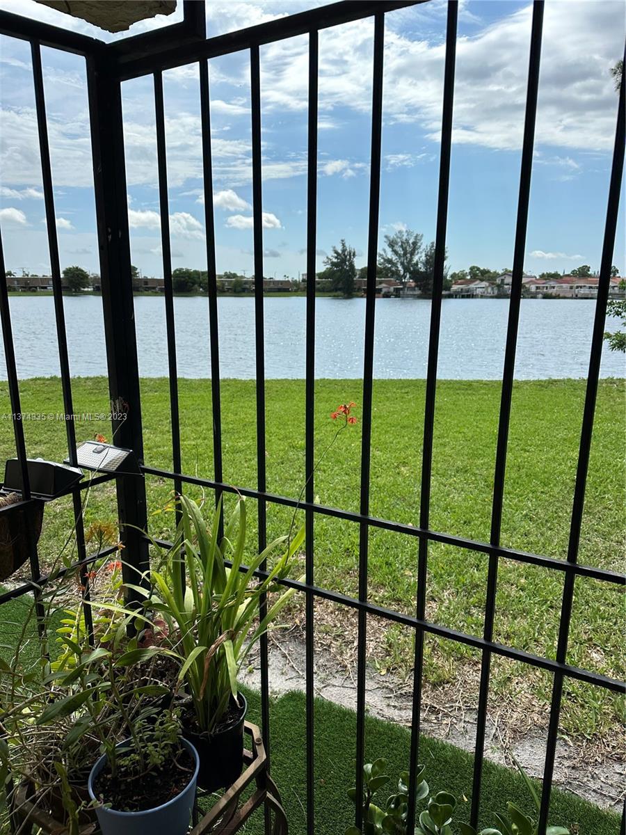 Enclosed patio overlooking lake