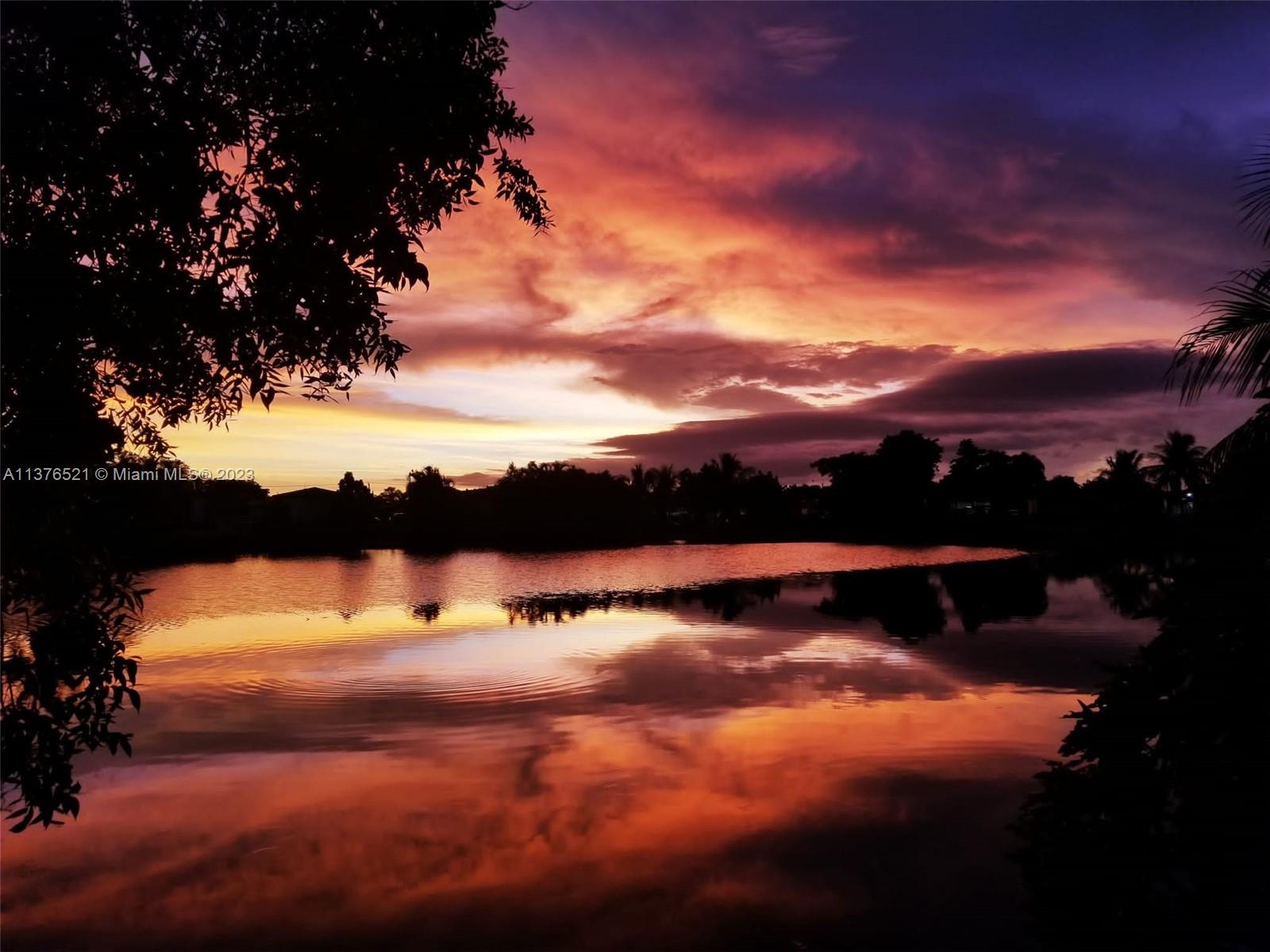 Sunset by lake