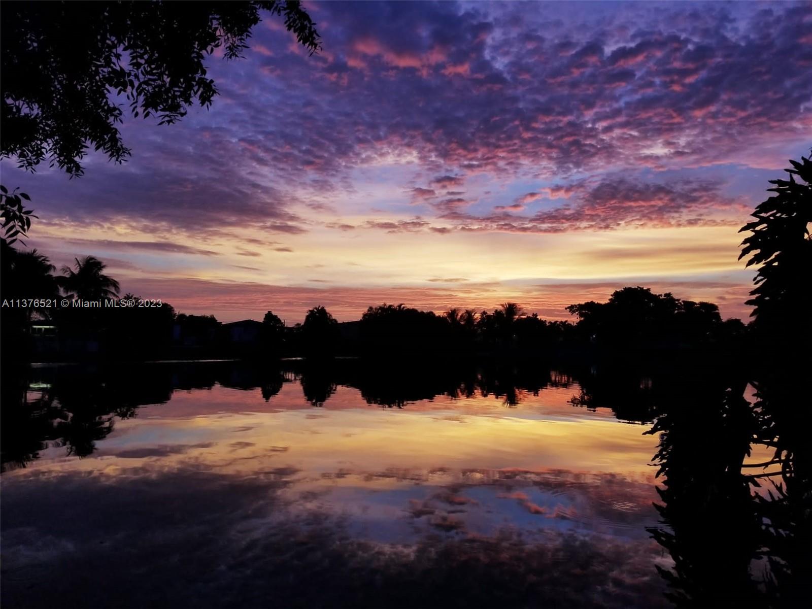 Sunset by lake