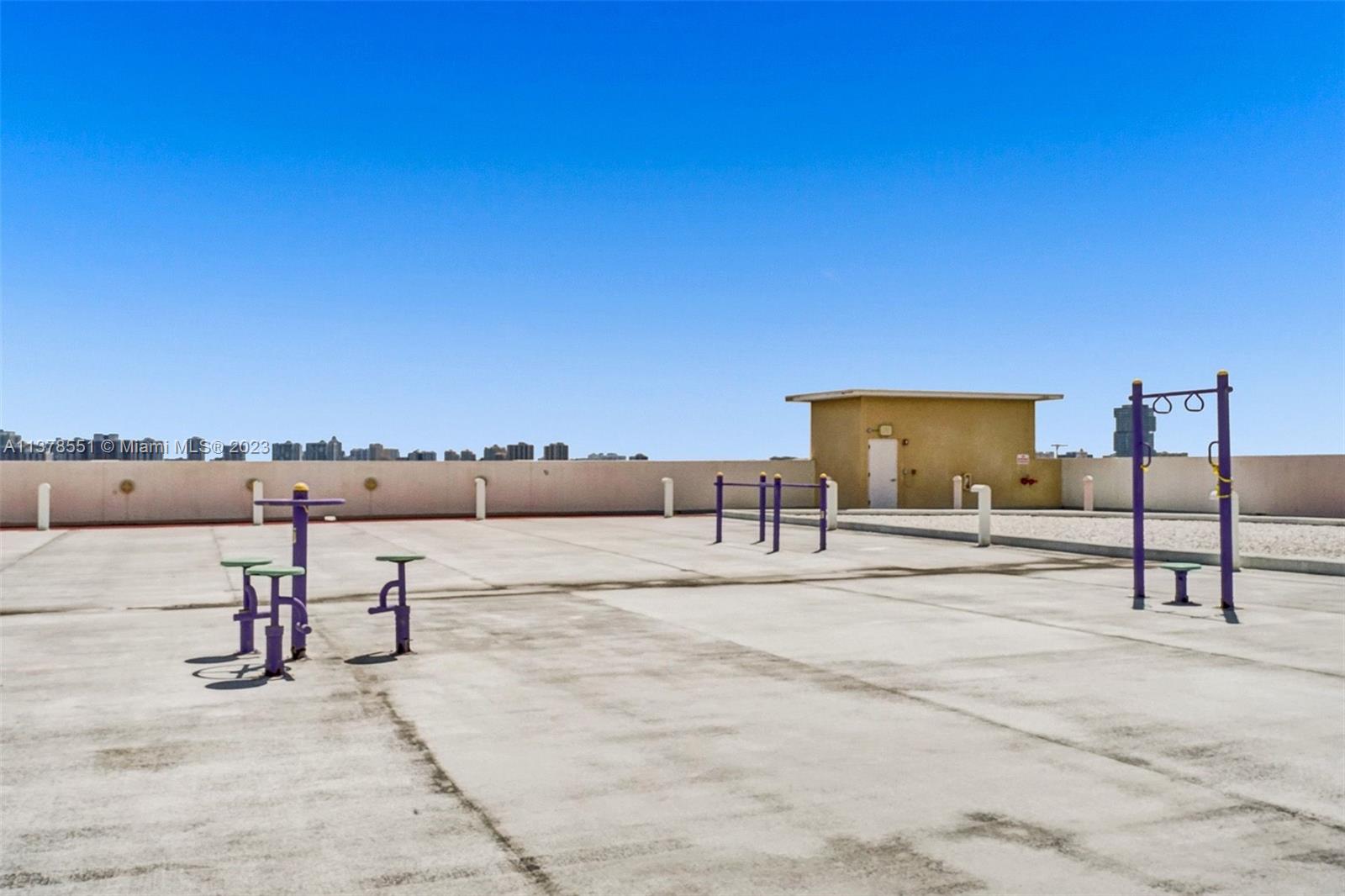 Exercise area at the top of the parking lot