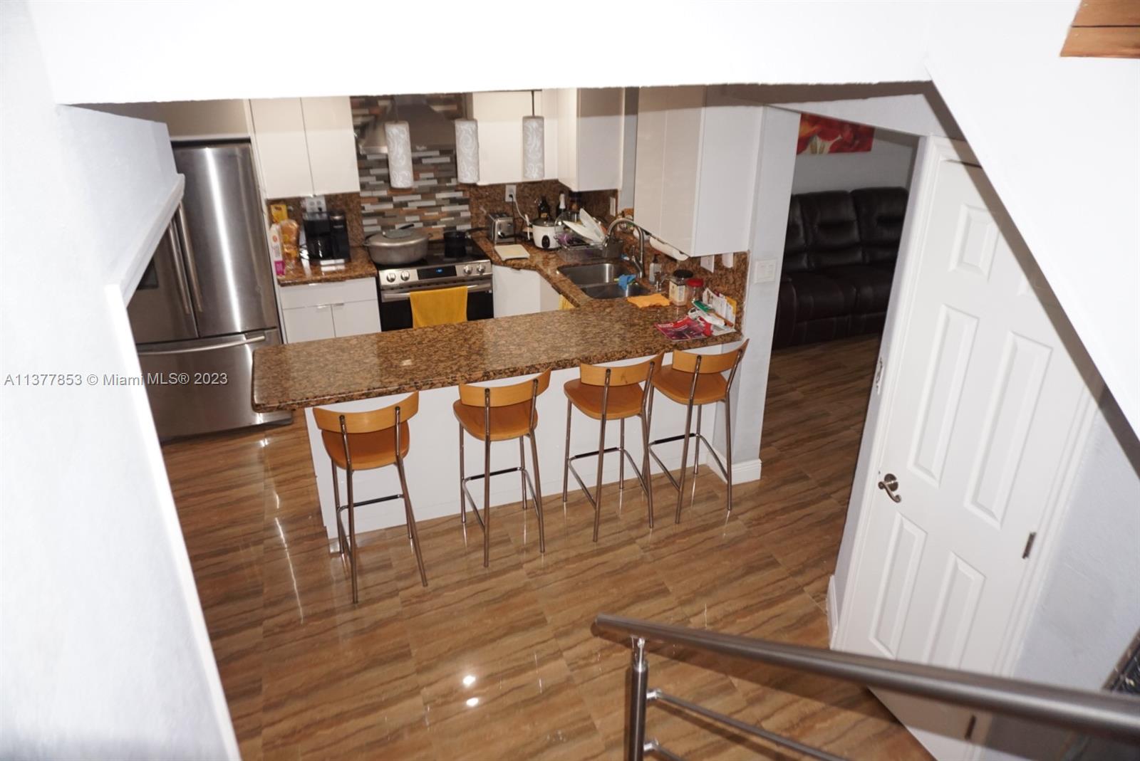 Kitchen view from staircase