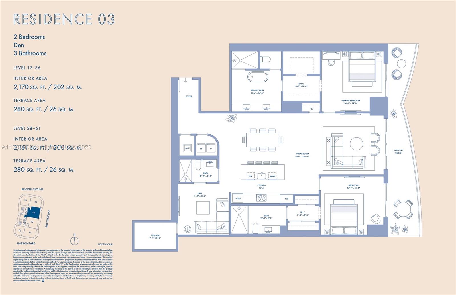 Enjoy Beautiful Views of Biscayne Bay from this spacious 2 bedroom plus den. Unit has 3 full bathrooms live in the most luxurious, full service building in Brickell. E begin construction this summer and should deliver by 2026