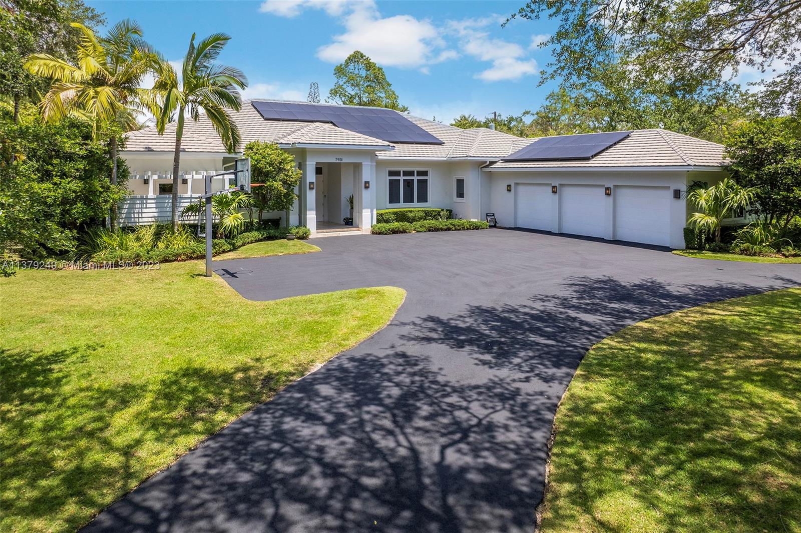 This exquisite 5 bedroom/4 bathroom home in the heart of Pinecrest is perfect for families and those who love to entertain. Beautiful acre property boasts a 2016 new construction home w/ an abundance of natural light & over 4,300 SF of luxurious features, including: hurricane impact windows/doors, open & split floor plan, high ceilings, Sonos sound system inside & outside, Enphase solar system/generator, security cameras. Gourmet kitchen/breakfast area overlooks sweeping backyard, heated saltwater pool & oversized covered patio. Master bedroom has large walk-in closets, a beautiful bathroom and an outdoor shower. The home has a 3-car garage & ample parking space. Located on a quiet street, close to the best private & public schools in Miami, & steps away from parks, shops, and restaurants.