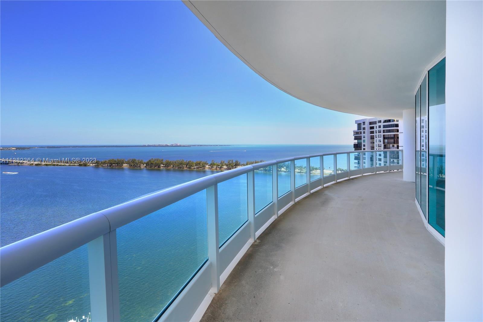 Unobstructed, gorgeous views of Biscayne Bay and Key Biscayne from this spacious, coveted Bristol 01 line unit! The wrap-around porches are deep, protected and give a perfect vista of the water! This unit, with its grand spaces, is a blank canvas ready for your vision and restoration. The exposed concrete floors run throughout, and the generous primary suite offers 2 baths. This is the perfect opportunity to create your 3 bedroom, 4 bathroom dream home in this iconic building with amenities like 24 hour concierge, security, valet parking, tennis, heated pool, gym, playroom, electric car charging and more!