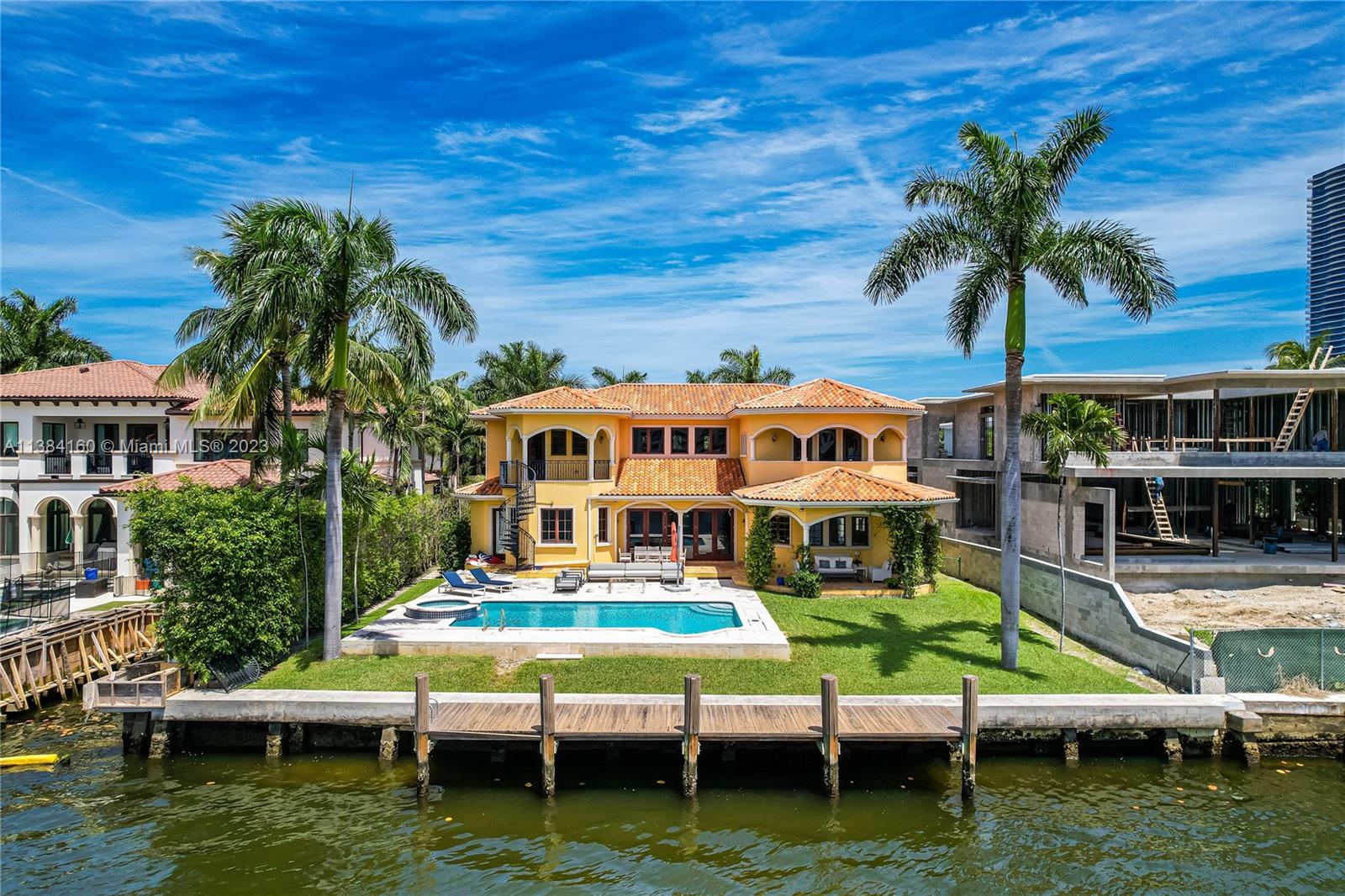 Stunning 5BR, 6.5BA waterfront home situated on Golden Beach's most desirable and widest waterway. Enjoy breathtaking sunsets from this home's beautiful pool and outdoor dining area, with over 80ft of direct water frontage and 14,000 SF of land on Golden Beach's most prime south west location. This Mediterranean home's open layout, soaring ceilings, and well thought of distribution showcase unparalleled water views, making it perfect for entertaining. With 5 spacious bedrooms complete with in-suite bathrooms, walk-in closets, and private balconies, this house encompasses any homeowner's dream! Appreciate exclusive Golden Beach's best, including private beach, tennis courts, recreational parks, children's playground, private police, and more.